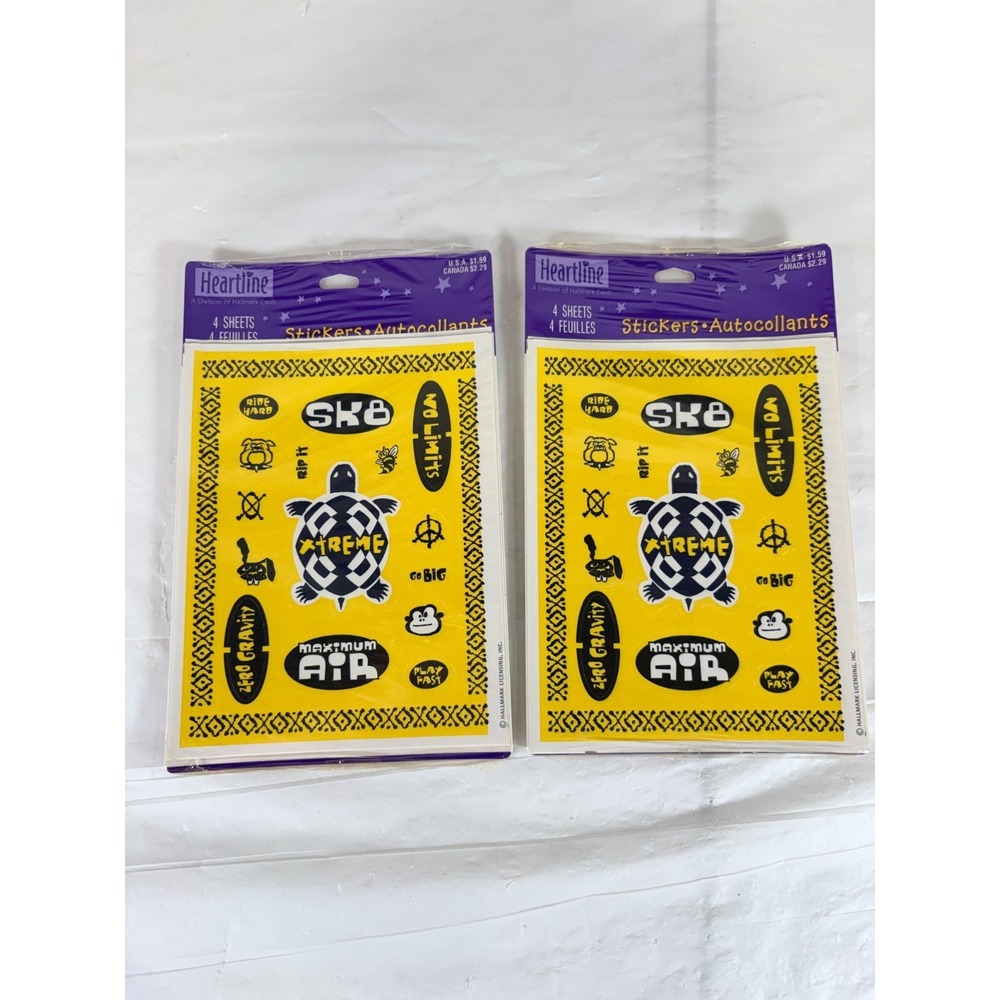 Vintage Hallmark Xtreme SK8 Skateboard Stickers! 2 NEW sealed packs 8 Sheets